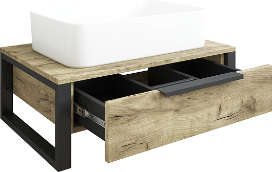 Sanflor Мебель для ванной Гард 70 подвесная дуб крафт золотой/черная – фотография-6